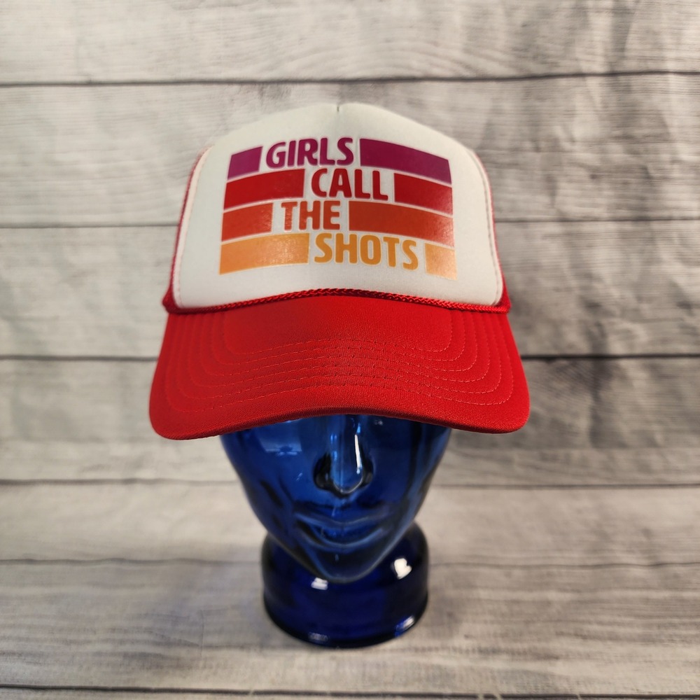Otto 21Seeds Girls Call The Shots Red White Foam Mesh Trucker Hat Snapback Cap